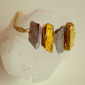 Silver and Gold Colored Quartz Crystal Bracelet
